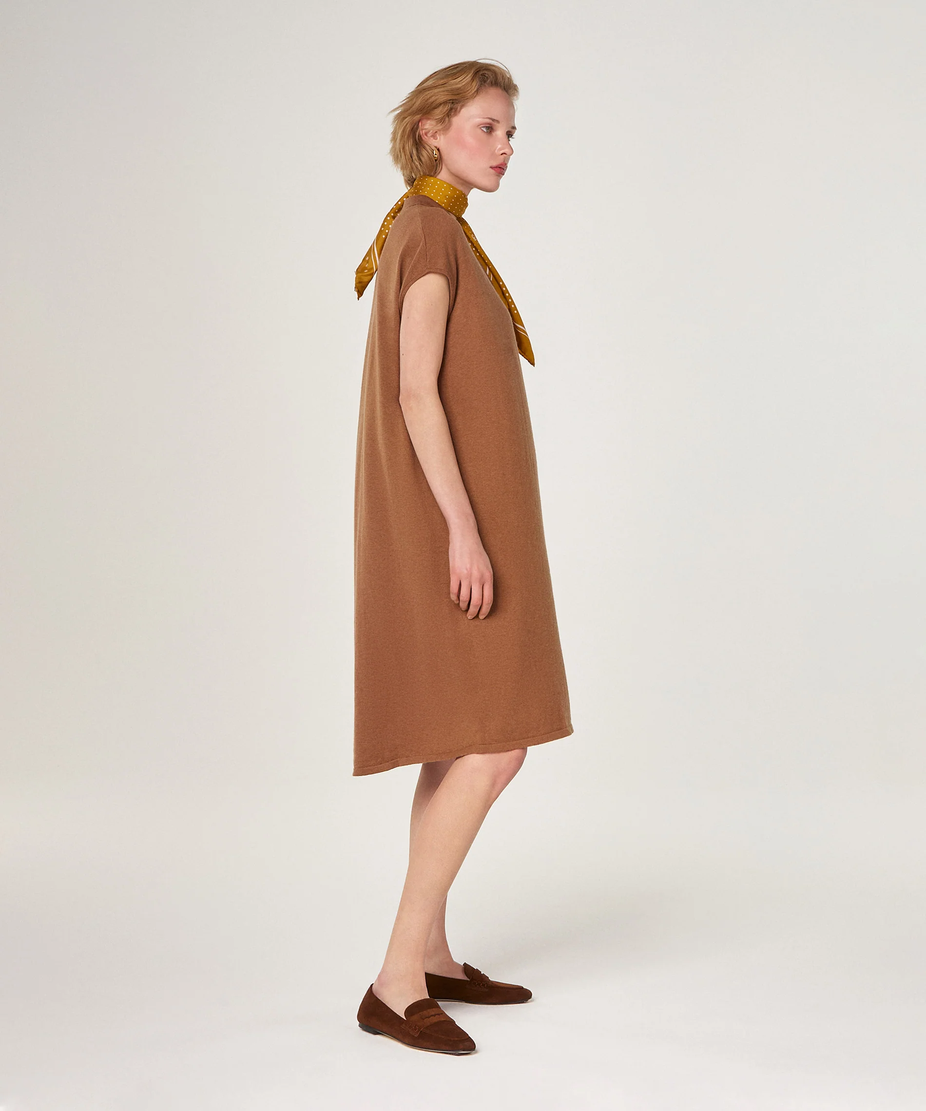 Robe Chemise Jersey - Marron Tabac - Femme - Image 2
