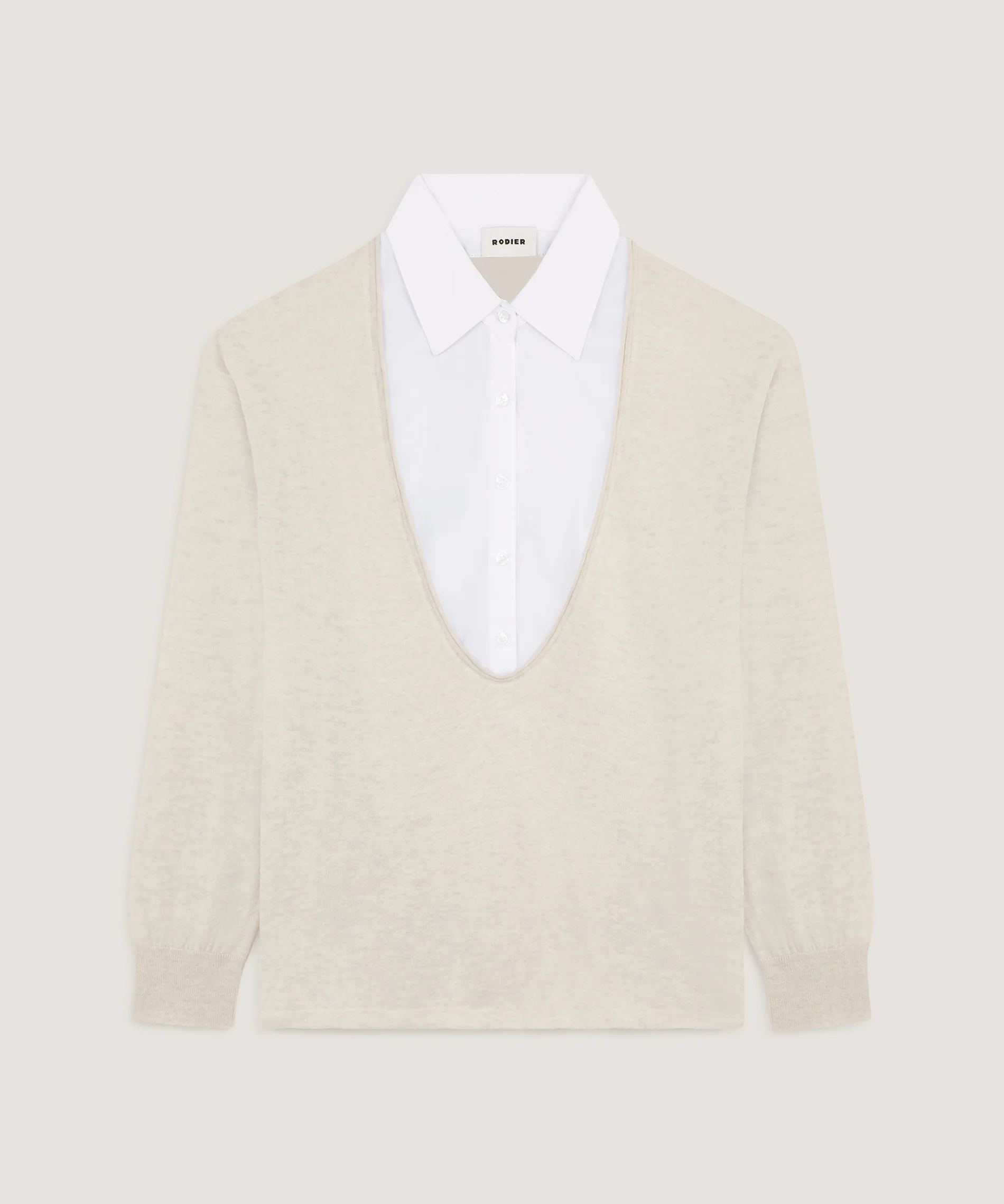 Pull Manche Longue - Blanc Ecru - Femme - Image 5