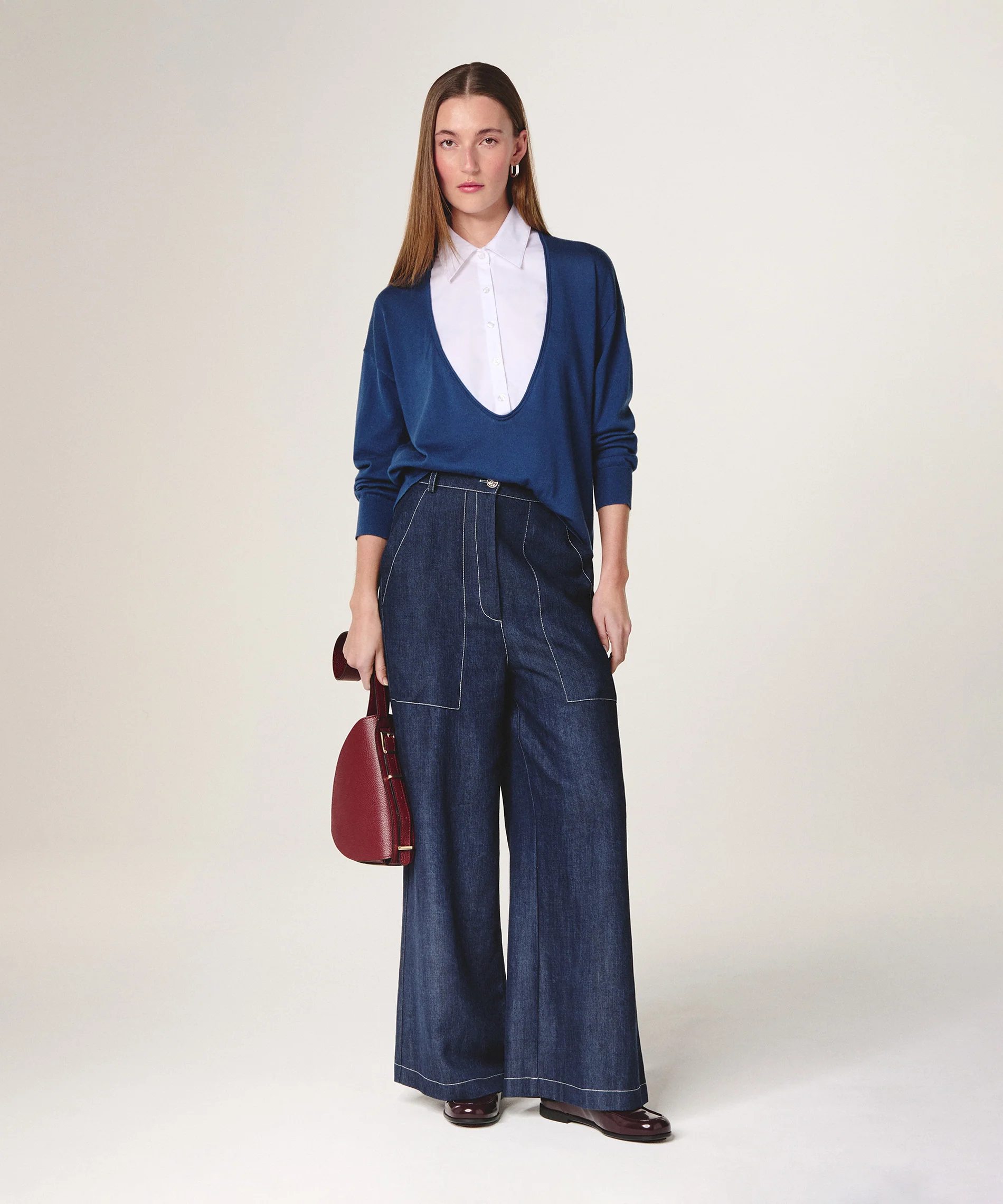 Pull Manche Longue - Bleu Marine - Femme