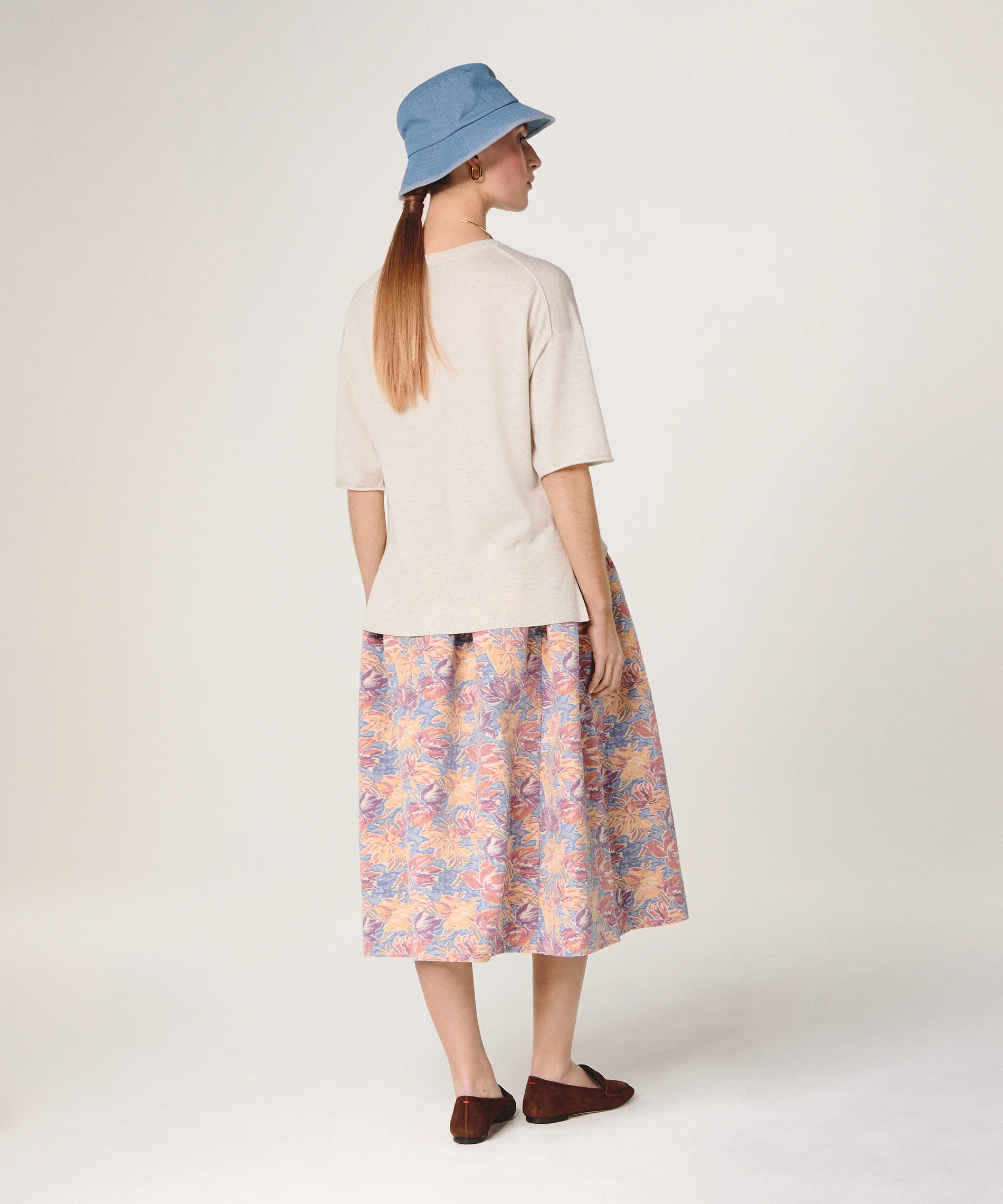 Pull Col Rond Manche Courte - Blanc Ecru - Femme - Image 3