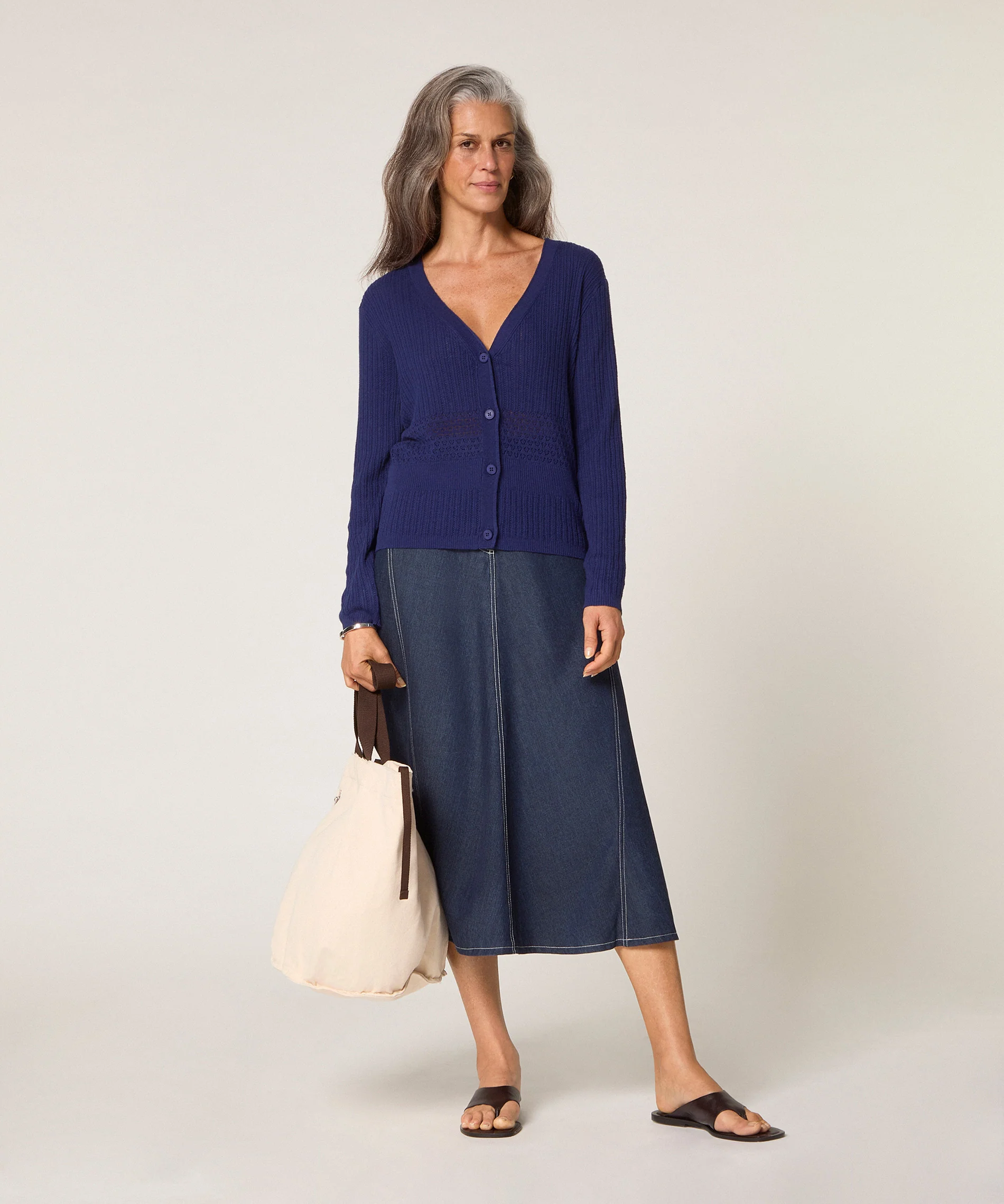 Gilet Col V - Bleu Marine - Femme