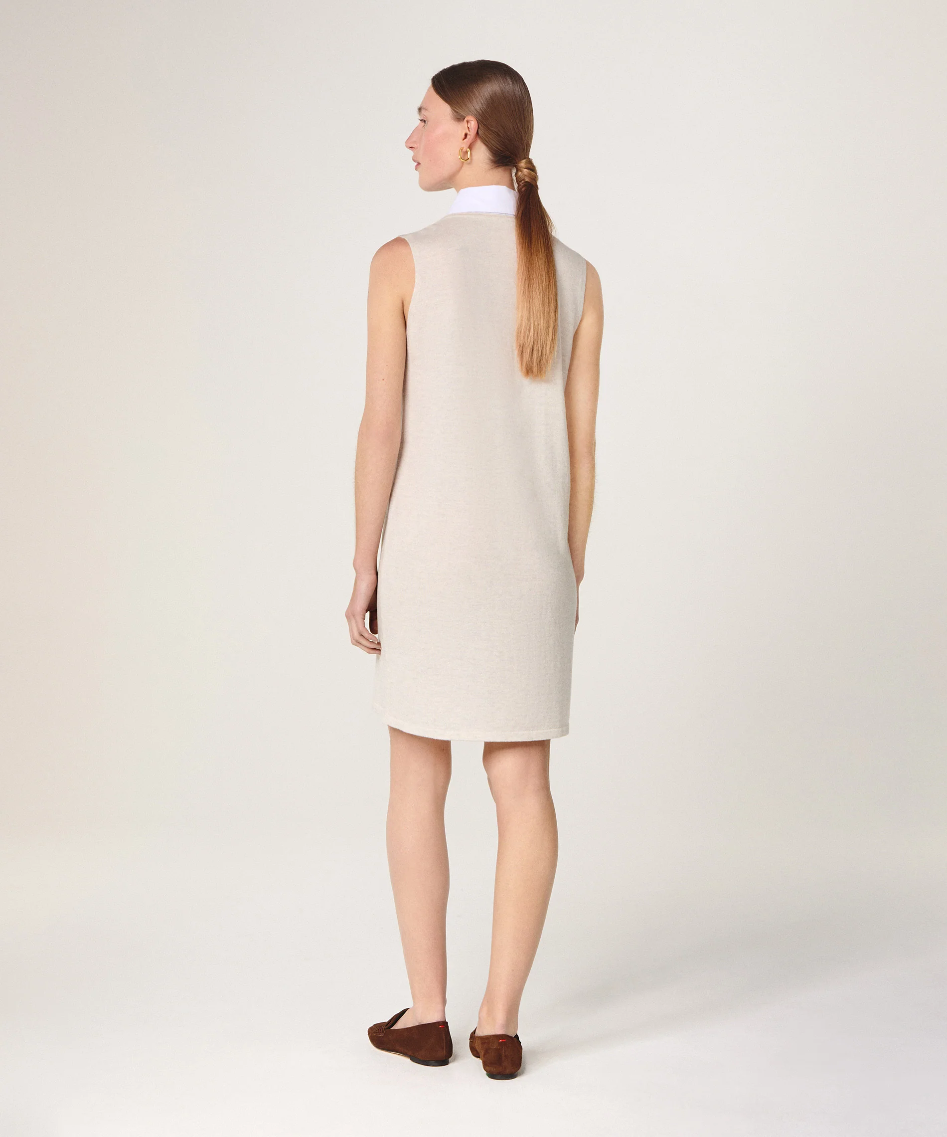 Robe Manche Courte - Blanc Ecru - Femme - Image 3