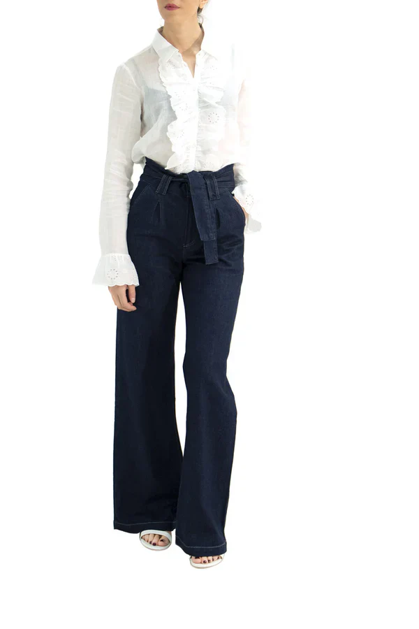 Top Ruffle Front Button Down - Blanc - Image 4