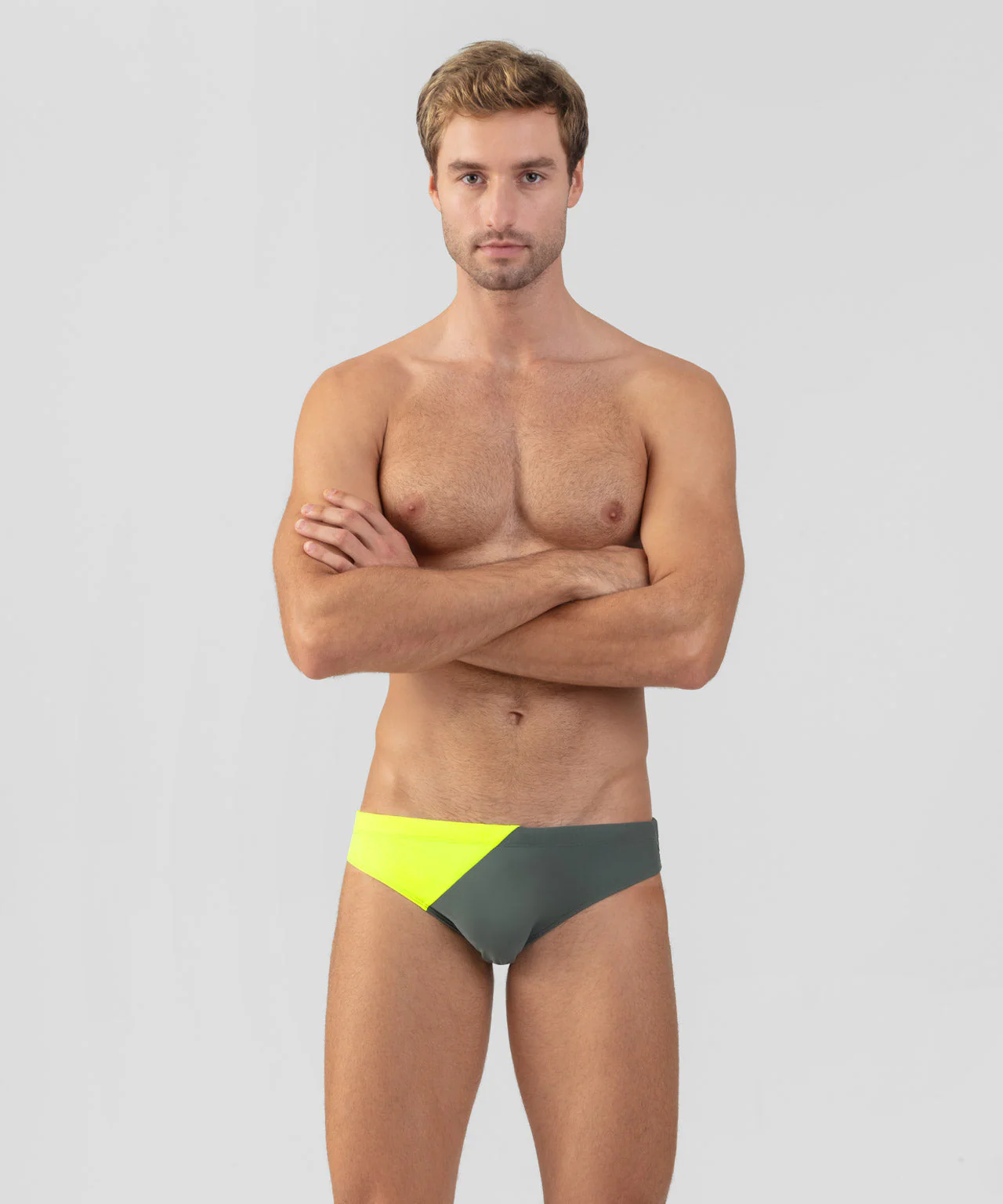 Slip De Bain Slim Bicolor - Green Shadow/Neon Yellow