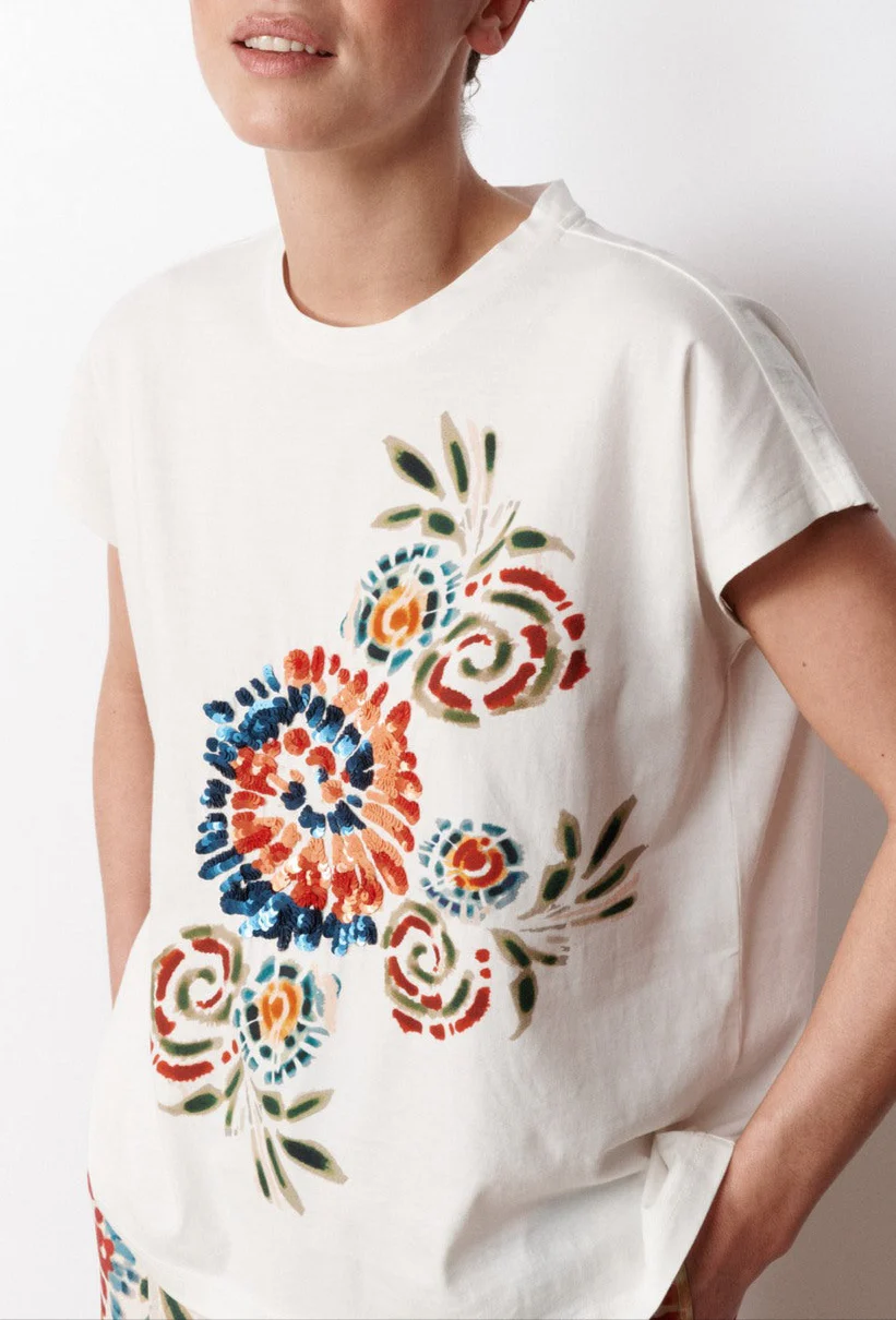 T-Shirt Paillettes Lola - Blanc - Image 2