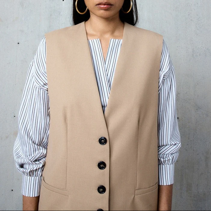Gilet Long Chlotilde - Beige - Image 3