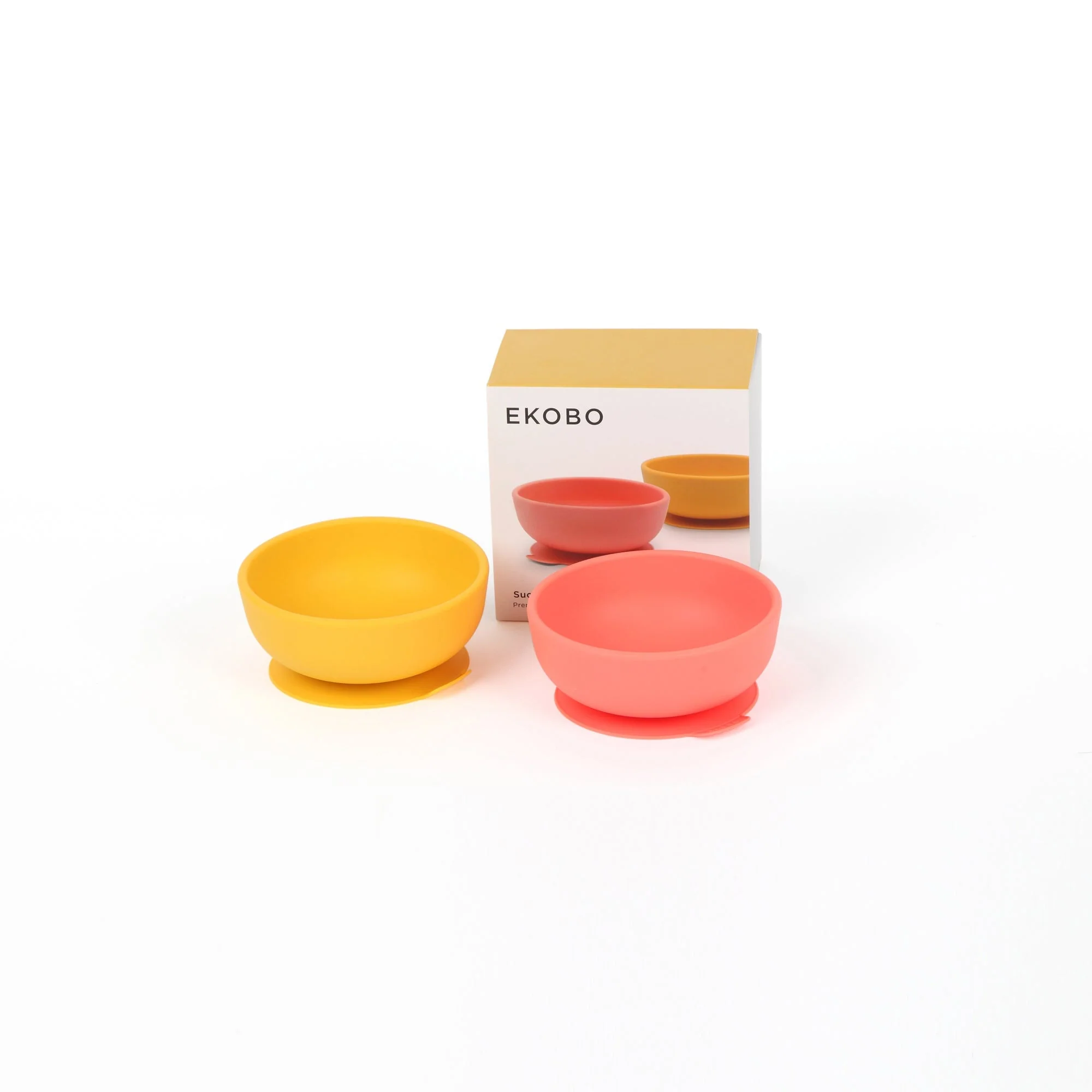 Set 2 Bols Ventouse En Silicone - Coral/Mimosa - Image 2