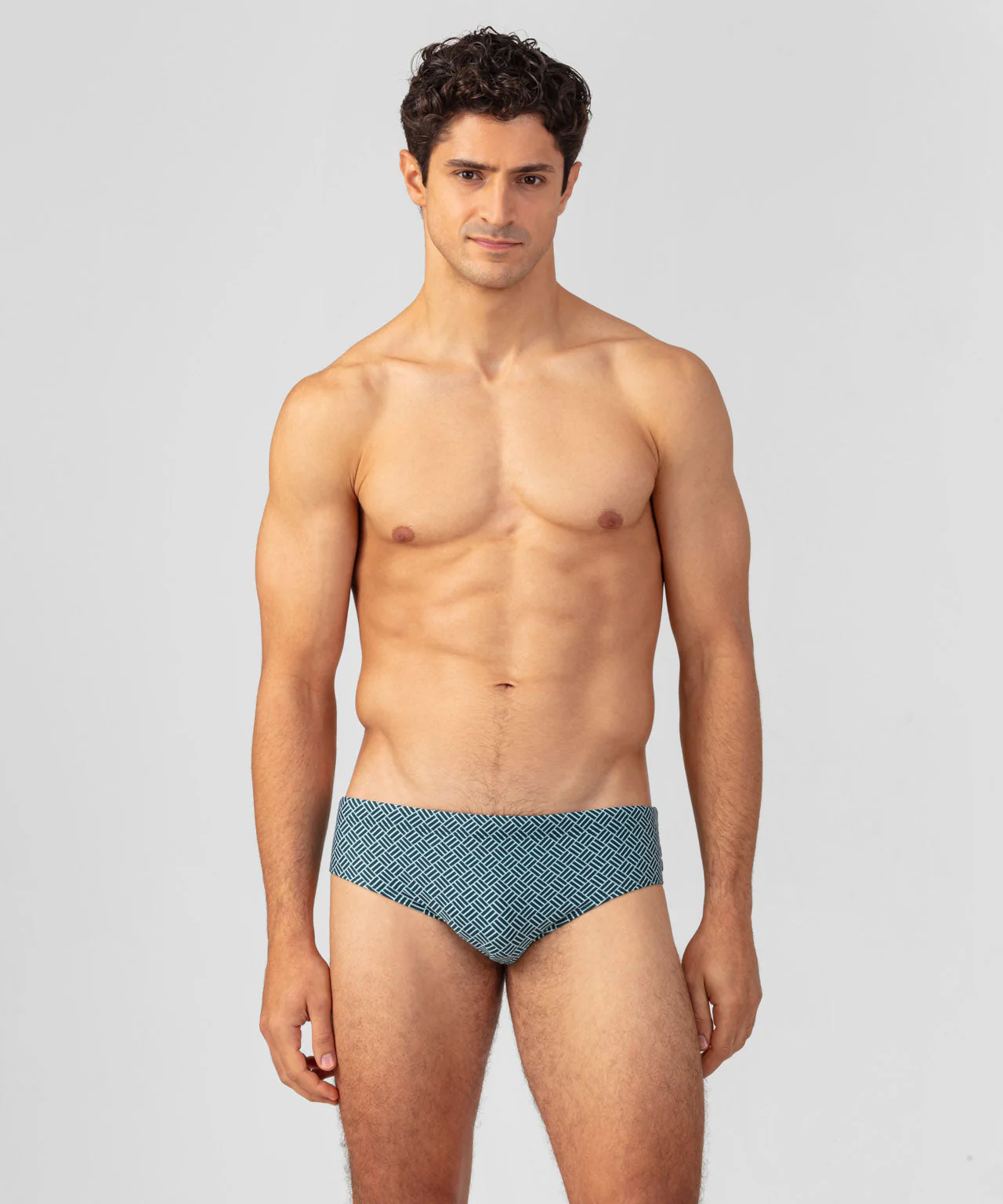 Slip De Bain W. Graphic Pattern - Pine Green