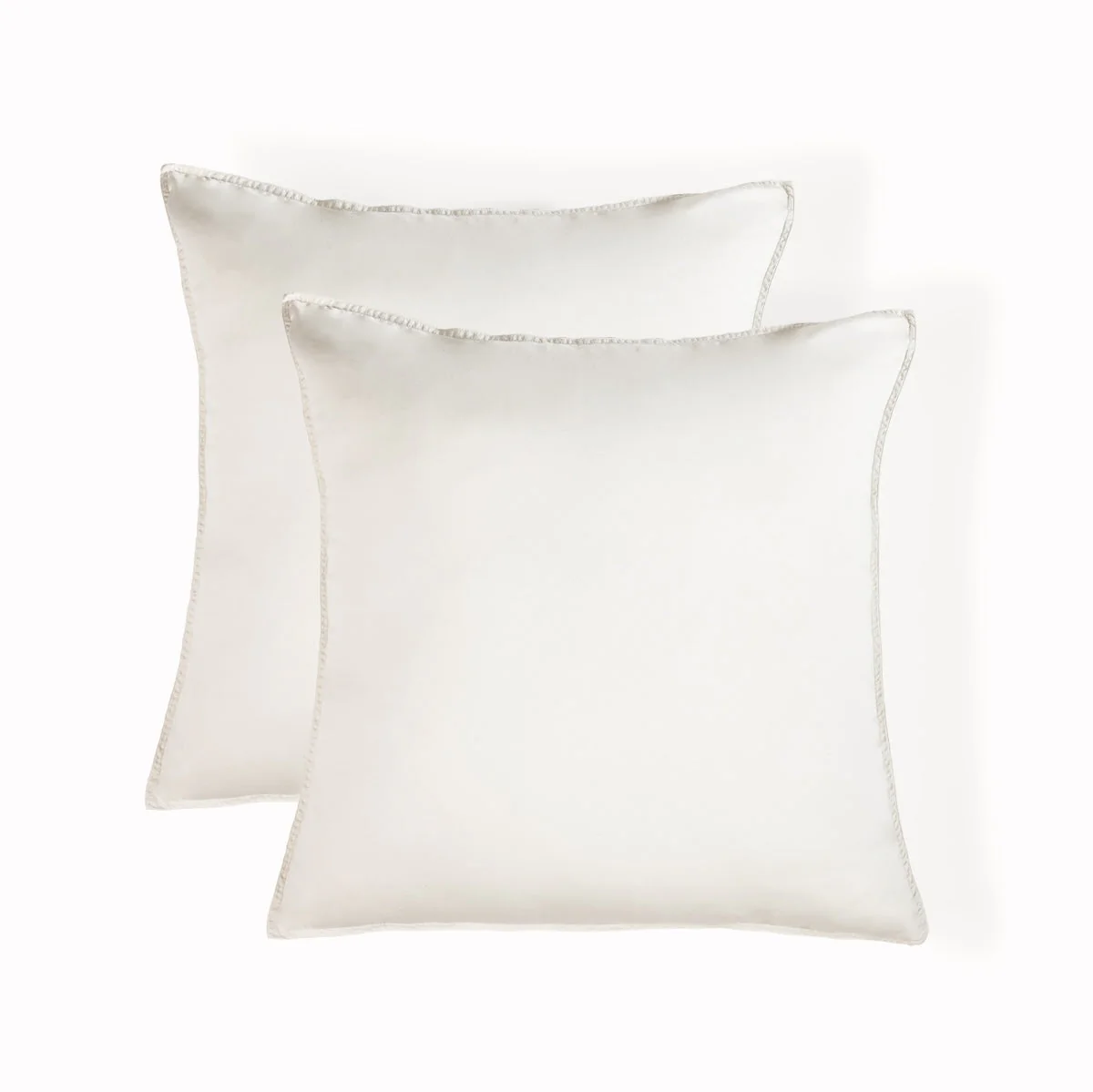 Taie D'Oreiller (X2) Gaia - Grège - Satin Lavé De Coton Bio