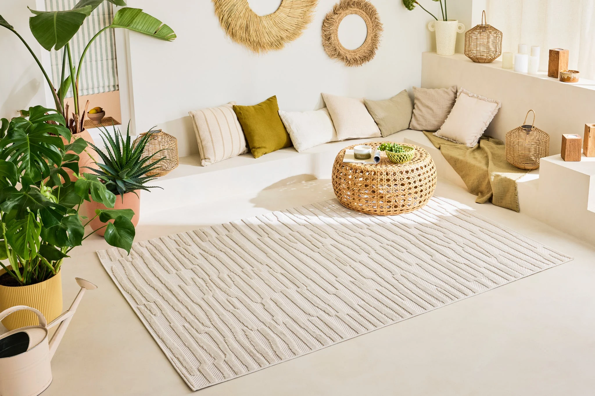 Tapis Santorini D'Intérieur Et D'Extérieur - Motifs Blanc - Image 3
