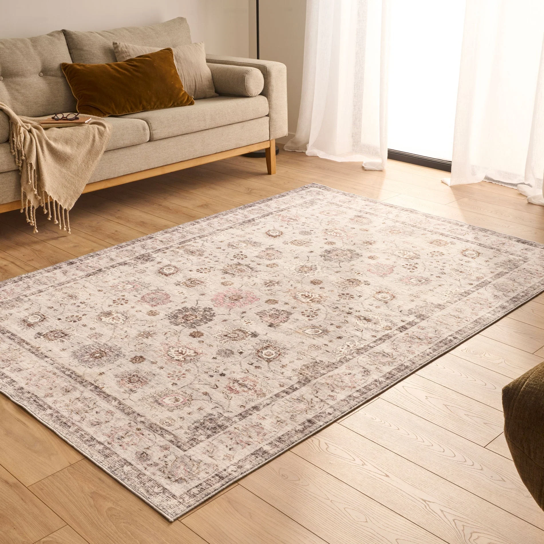 Tapis Ottoman - Motifs Traditionnels Gris - Image 3