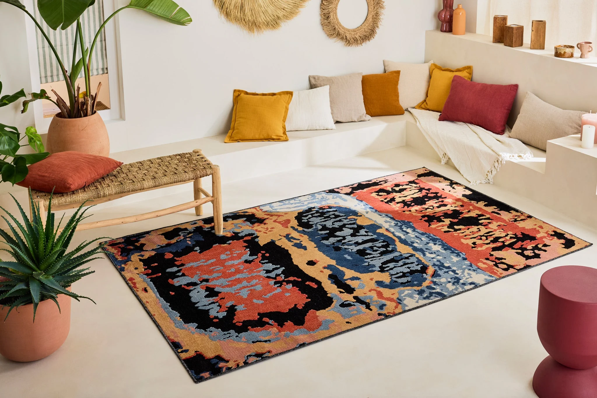 Tapis Garden D'Intérieur Et Extérieur Noir - Motifs Abstraits Colorés - Image 3