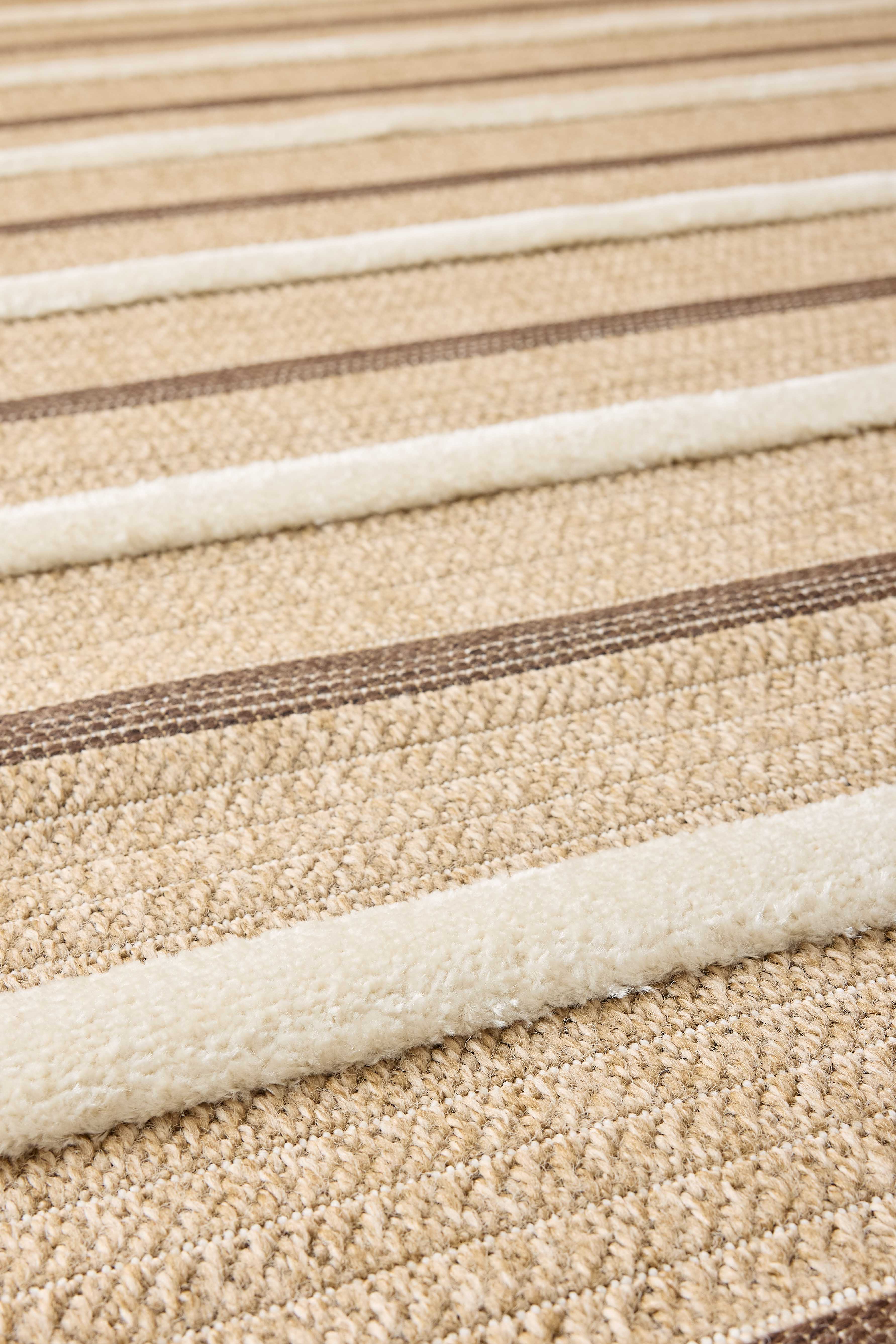 Tapis Palma Aspect Jute - Motif Rayé Blanc - Image 4