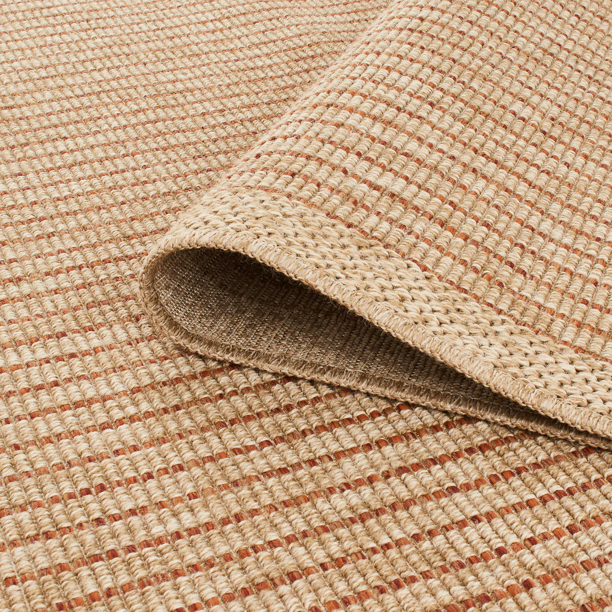 Tapis de salon d'intérieur et d'extérieur - aspect jute terracotta : NAT8876TER - Image 3