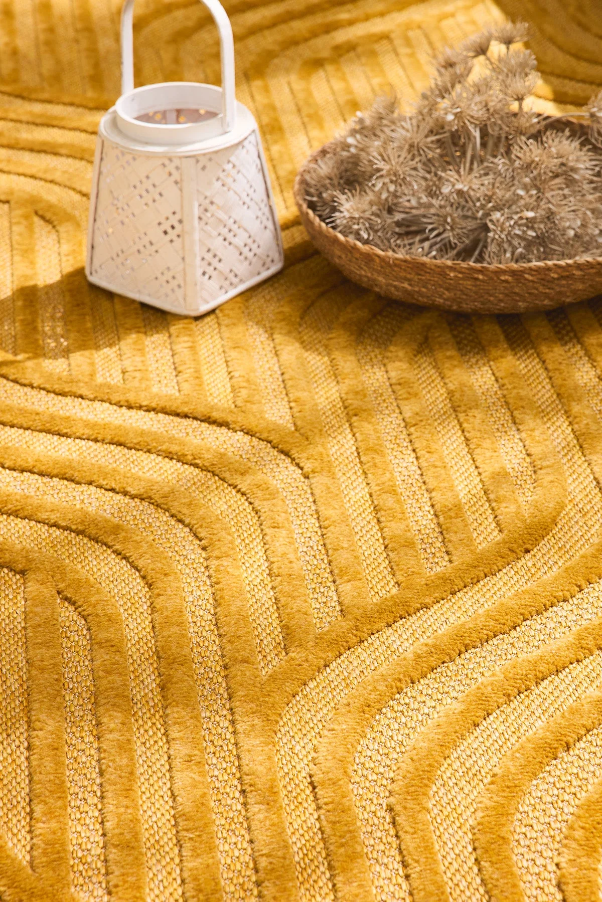 Tapis Santorini D'Intérieur Et Extérieur Motif Graphique Jaune - Image 5