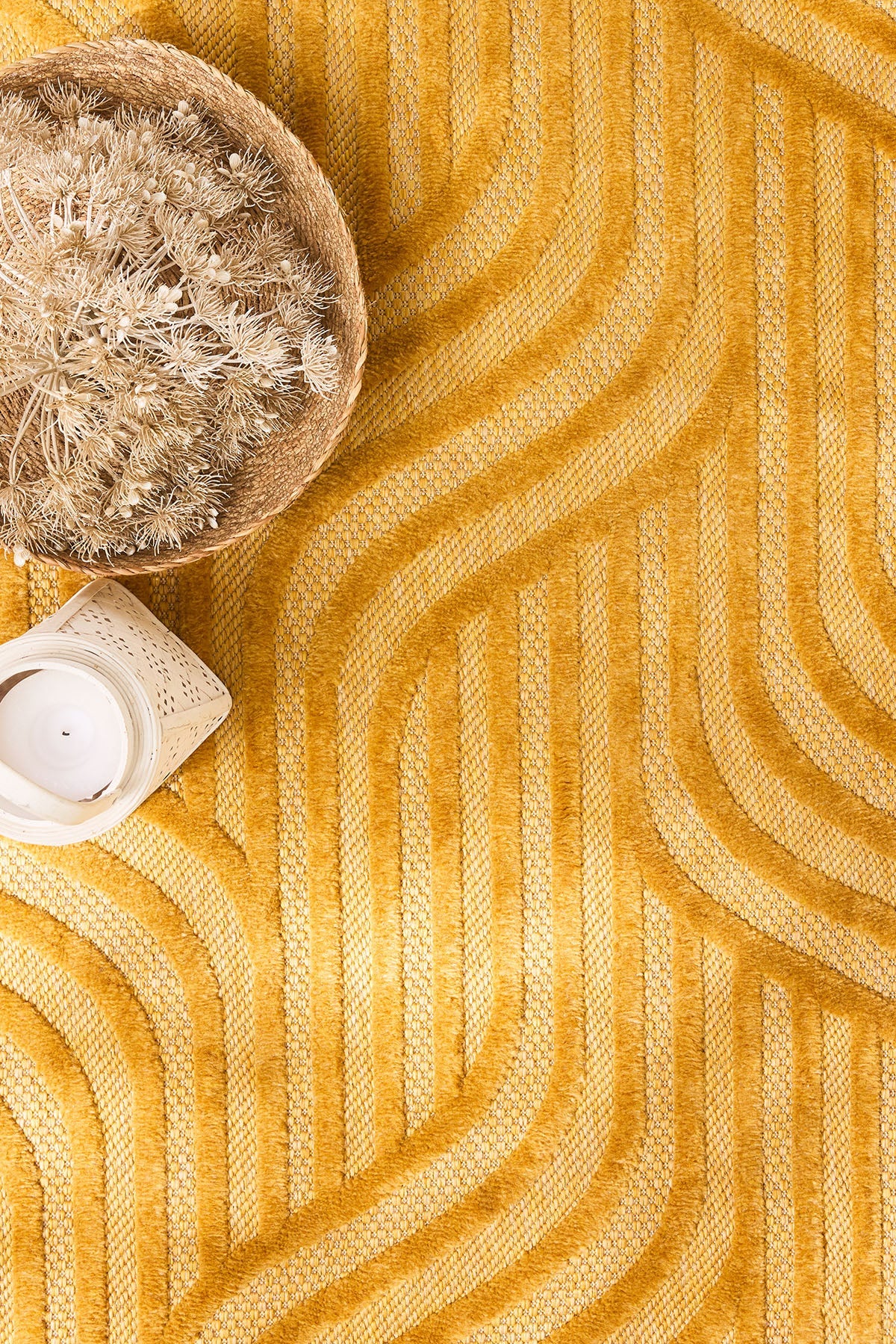 Tapis Santorini D'Intérieur Et Extérieur Motif Graphique Jaune - Image 6
