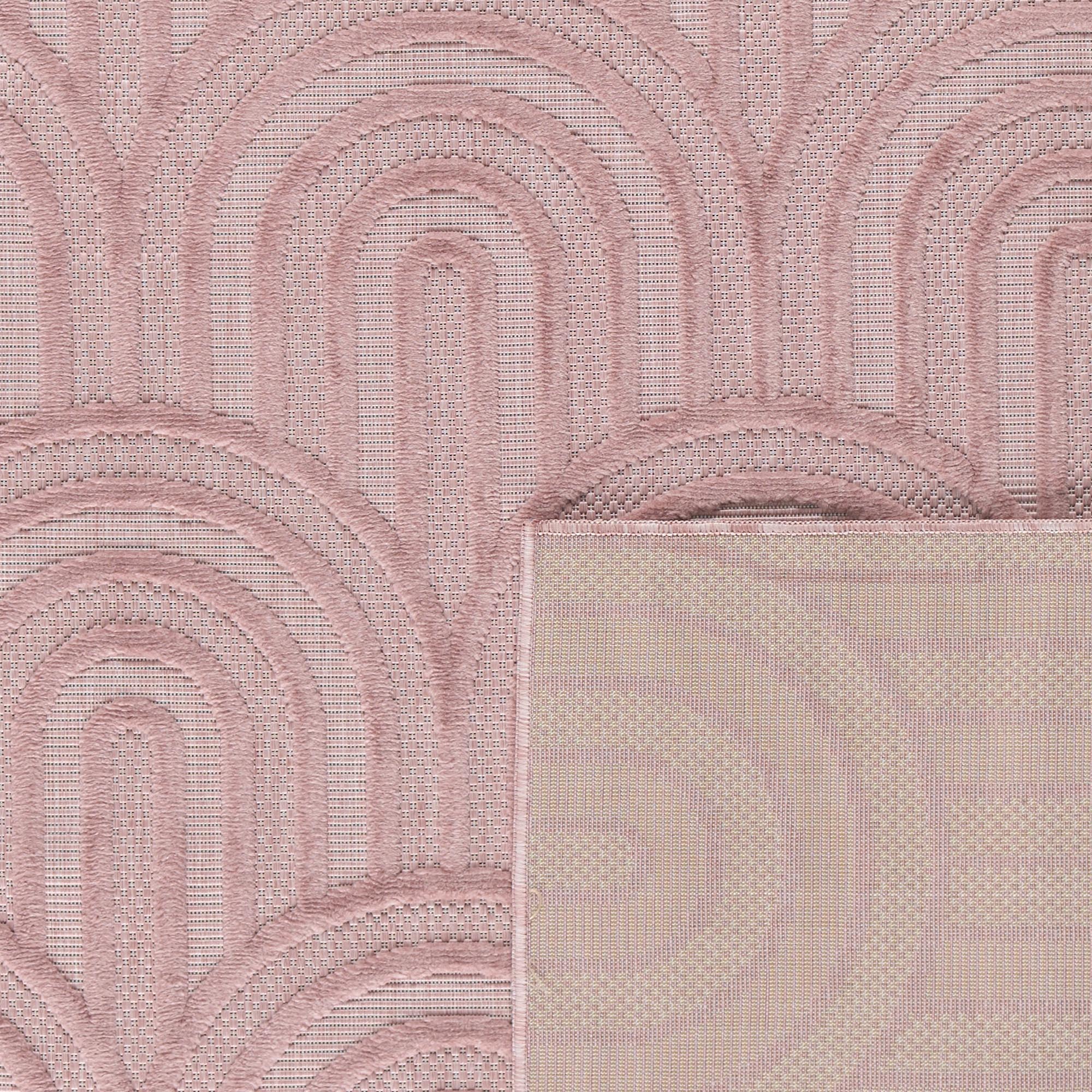 Tapis Santorini D'Intérieur Et Extérieur Motif Arcs De Cercle Rose - Image 6