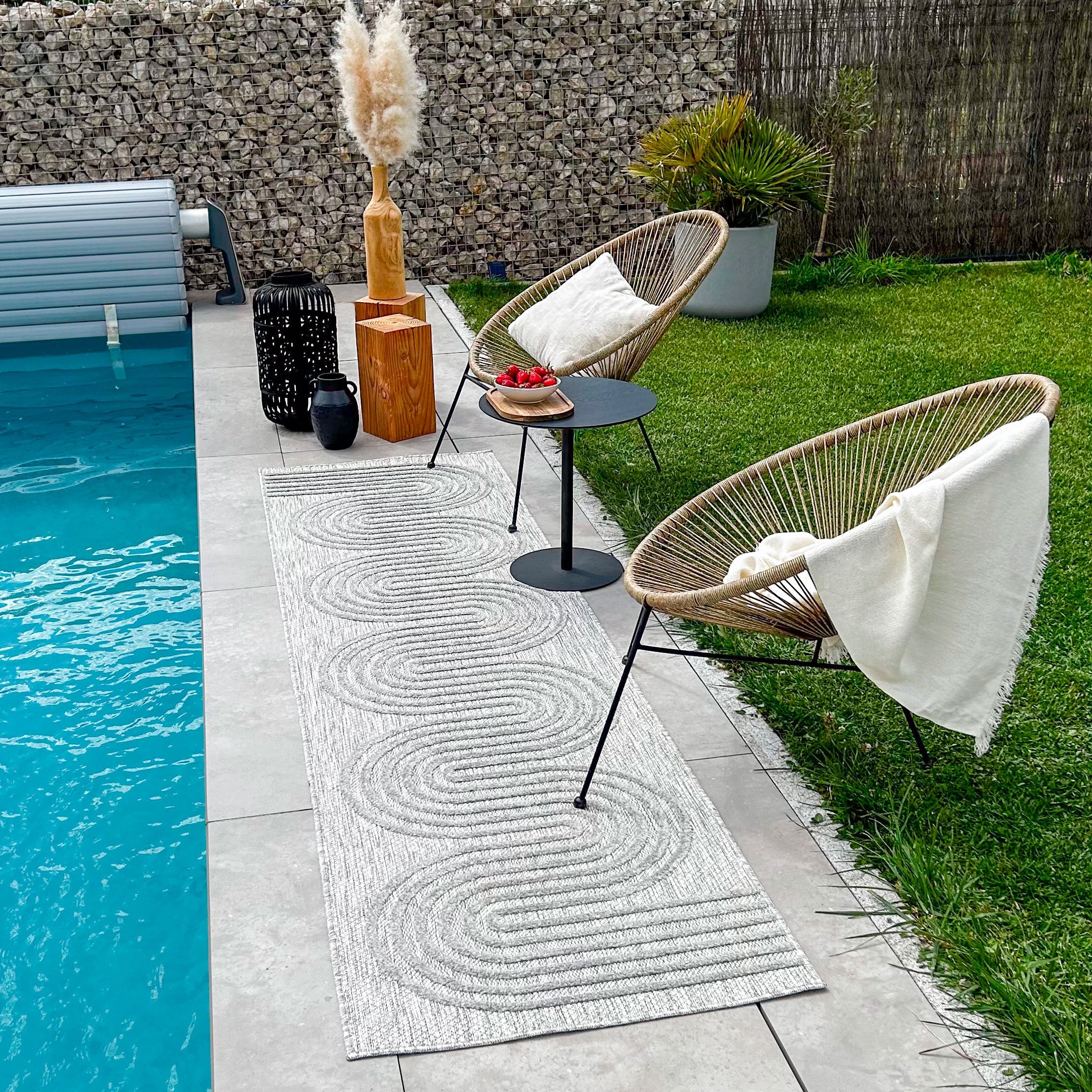 Tapis Santorini Intérieur Et Extérieur - Motifs De Vagues Gris - Image 4