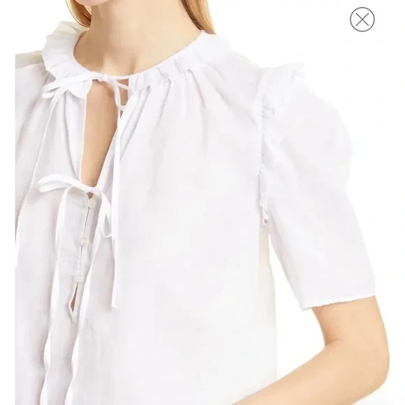 Top Tie Neck Ruffle Popover - Blanc - Image 8