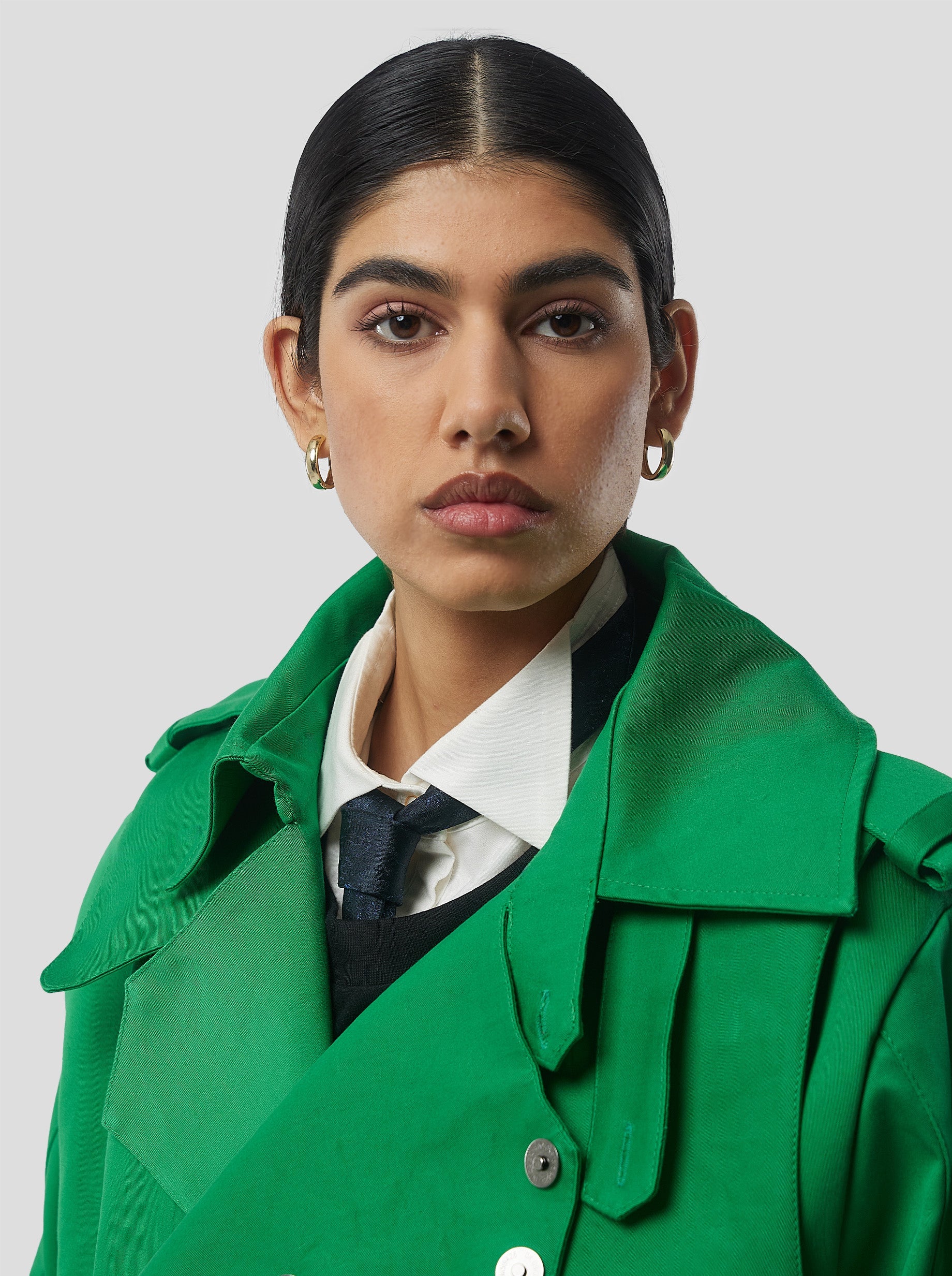 Trench Crop Trevor in Technical Kelly Green fabric - Image 8