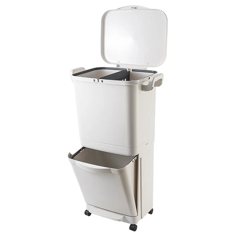 Poubelle 2 Compartiments Valoris 45L - Blanc - Image 2