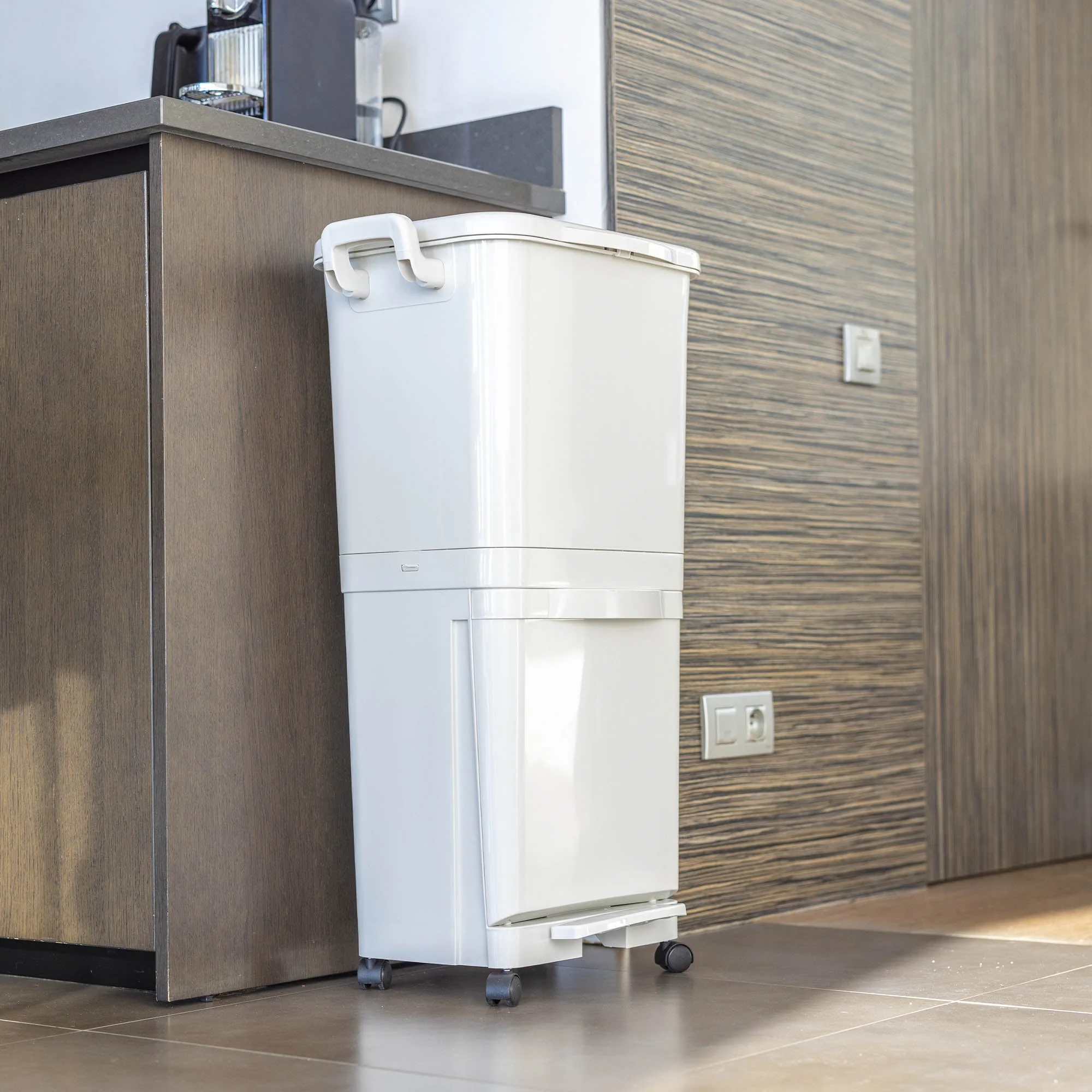 Poubelle 2 Compartiments Valoris 45L - Blanc - Image 4