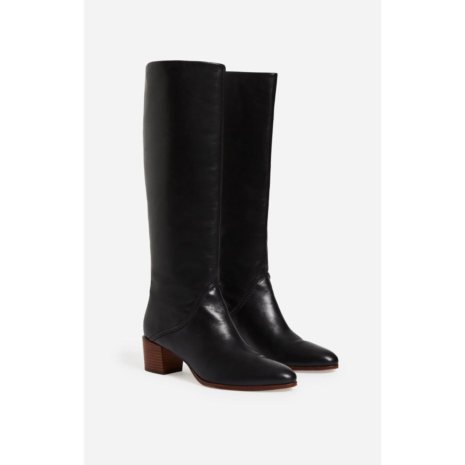 Vanessa Bruno - Bottes Hautes Cuir Lisse - Noir - Image 2