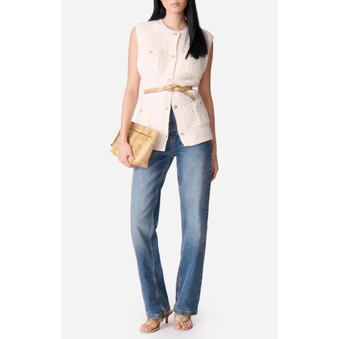 Cardigan Sans Manches Elisabeth - Ecru