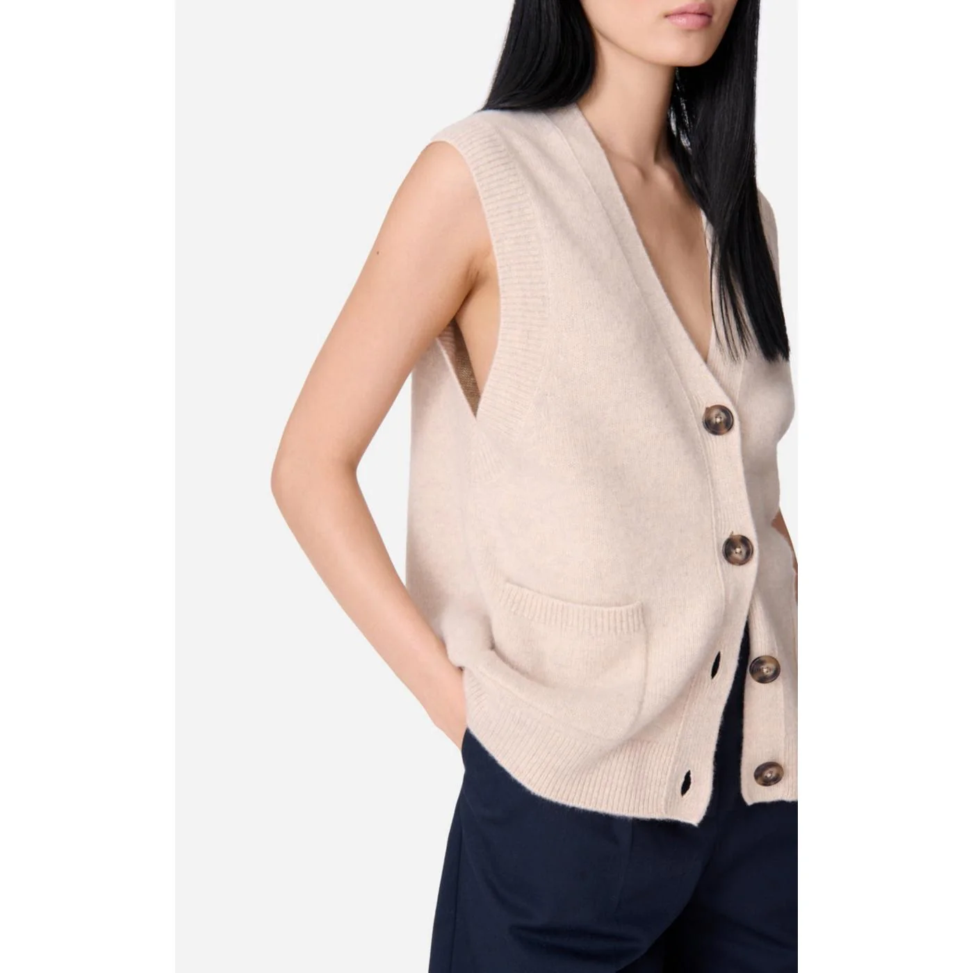 Cardigan Sans Manches Dashley - Ecru - Image 4