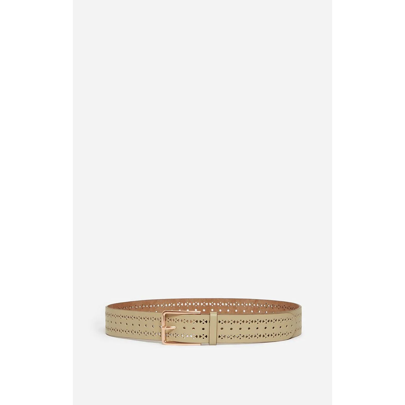 Ceinture Cuir Lisse Ajouré 40Mm - Olive - Image 2