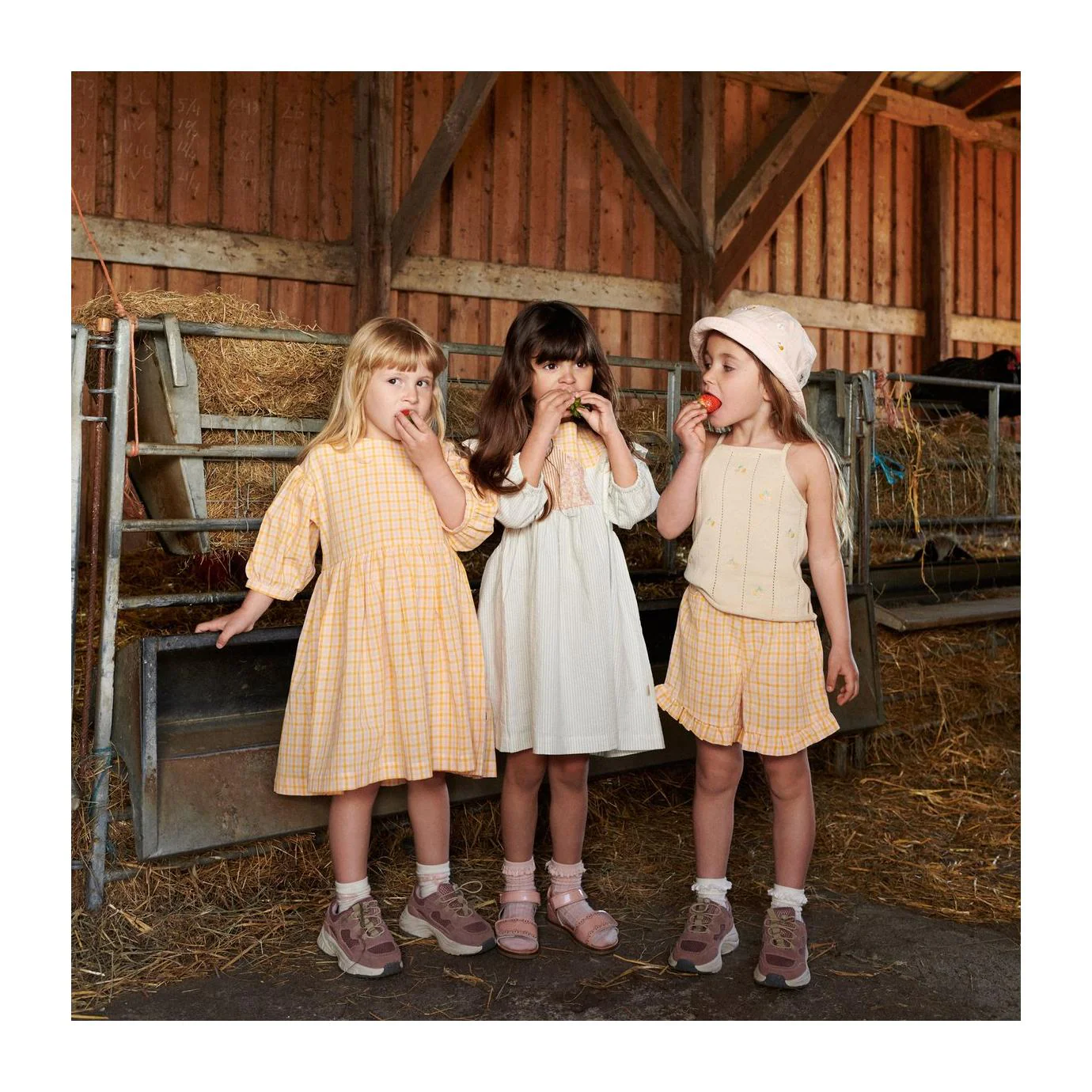 Shorts Camille - Carrés Jaunes - Fille